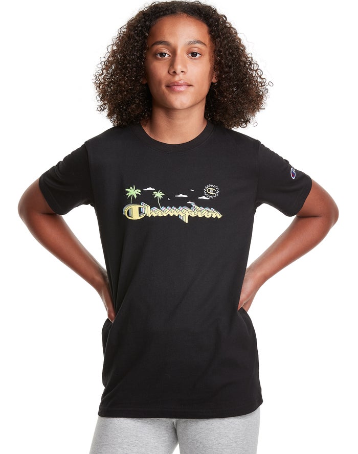 Champion T-Shirt Meisjes - Zwart - Classic Relaxation ( 984610-BIU )